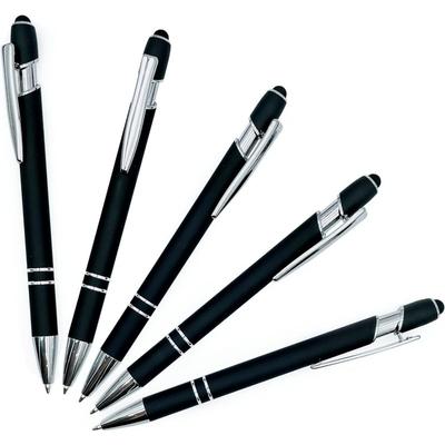 3/5/10 Stück schwarzer Kugelschreiber, 2-in-1, Druckkugelschreiber mit Stylus-Spitze, Metall-Stylus-Stift für Touchscreens, 1,0 mm schwarze Tinte