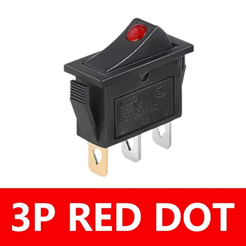 5/20Pcs KCD3 Rocker Switch 3 Pin 2 Position ON OFF 16A 250V 220V 20A  Boat-shape Electric Toggle Switch with LED Light