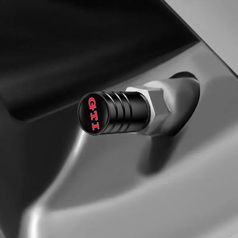 Per VOLKSWAGEN VW 4 Pezzi Tappi Valvole Pneumatici Ruota Auto in Metallo Copricapo Stelo Per Volkswagen GTI T-ROC GTD Atlas Tiguan Passat Golf Po