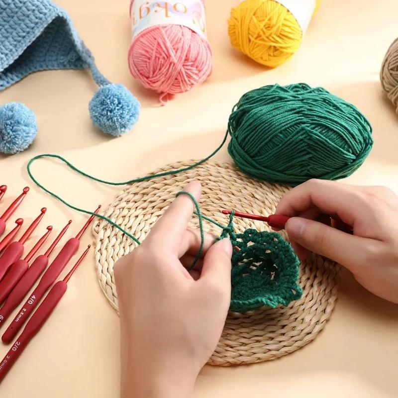2-10 Mm Crochet  9pcs/Set Hooks Frosted Silicone Handle Aluminum Handmade DIY Hook Crochet Sweater Weaving Knitting Sewing Tool