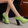 Fashion Block Heels High Heeled Sandals Woman 2025 Female Shoe Espadrilles Platform Open Toe Chunky High-heeled Girls Lacquered Clogs
