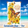 Butterfly Theme Beach Towel Personalized Custom Name & Text Soft Quick Dry Beach Towel for Swimming Travel