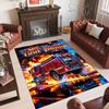 Fire Truck Theme Crystal Velvet Rug Personalized Custom Name Text Soft Floor Mat Home Decor