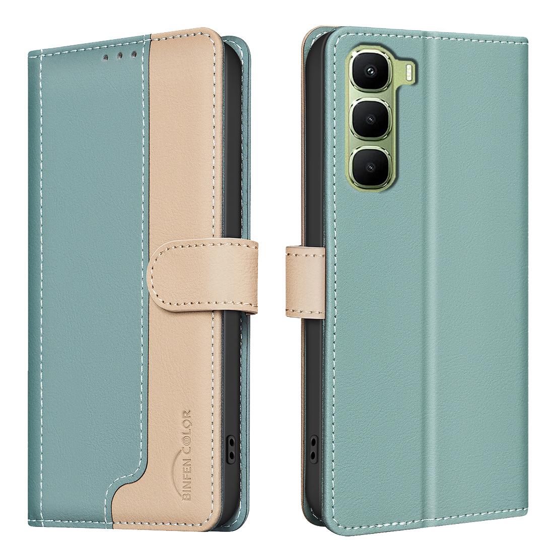 

Для Infinix Hot 60 Pro 4G Шкіряний чохол BINFEN COLOR Кольорове зшивання Гаманець із захистом RFID Підставка Чохол для телефону A