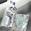 Shiny Silver A7 Photo Card Binder, Glossy PU Leather Journal Album for 3" K-Pop Idol Polaroid Collection Diary Planner