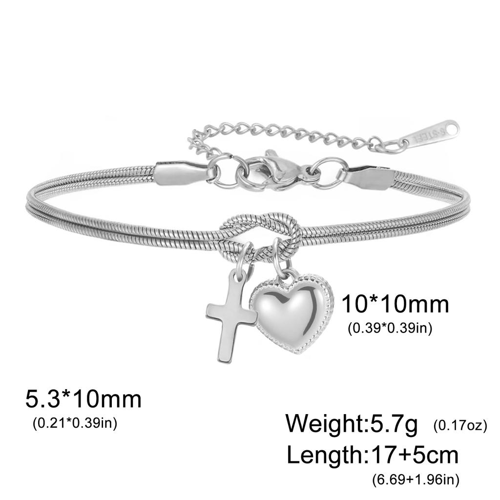Jesus Cross Heart Charm Love Knot Chain Bracelet Stainless Steel Gold Color Bracelets for Women Jewelry Birthday Gift 2026
