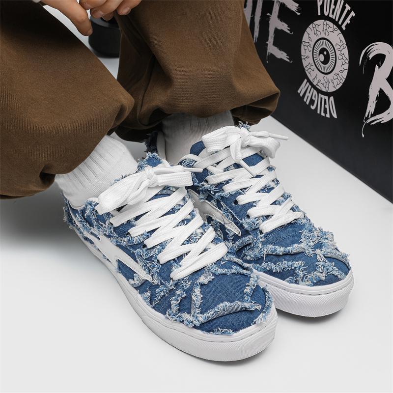 Denim Canvas Unisex Skateboard Shoes Autumn Streetwear Trendy Men's Board Shoes Comfort Platform Lace-up Men casual Sneakers