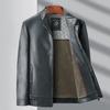 Brand Versatile Men's Stand Collar Leather Jacket, 2025 Spring/Autumn Collection - Cool Motorcycle Style for Mid-Aged and Young Men