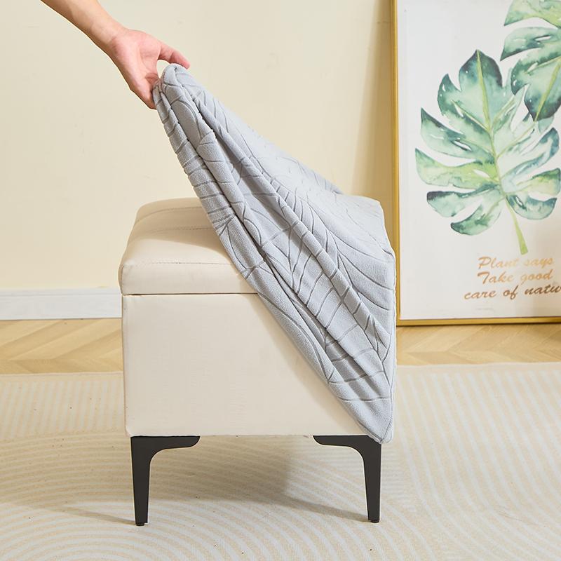 

1 шт. Чехол для пуфа из жаккарда с листьями, эластичный, квадратный, чехол для подставки для ног, однотонный, пылезащитный, чехол для подставки для ног для спальни, вечеринки в отеле