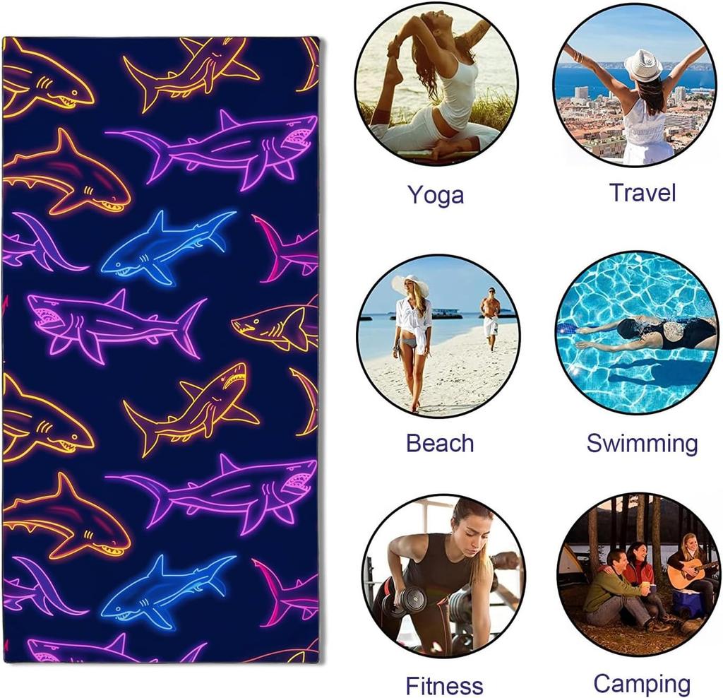 1PC Shark lines pattern Beach Towel for Family stuffs friend Gift Quick-Dry Sand free For Bath Yoga Beach Camping Swimming GYM