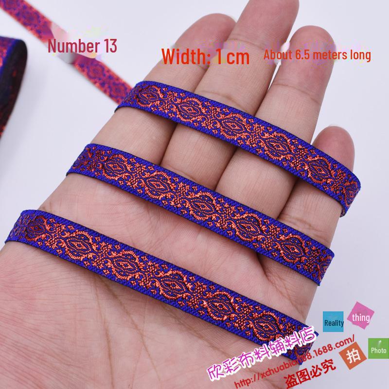 1CM Wide Ethnic Miao Ribbon: Gold/Silver Thread Handmade Lace - No. 103