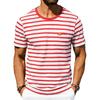 Men’s Summer Striped T-shirt: Loose-fit, Vintage-style, Commuter-friendly, Relaxed, Minimalist, Casual, Round-neck, Short-sleeved Top