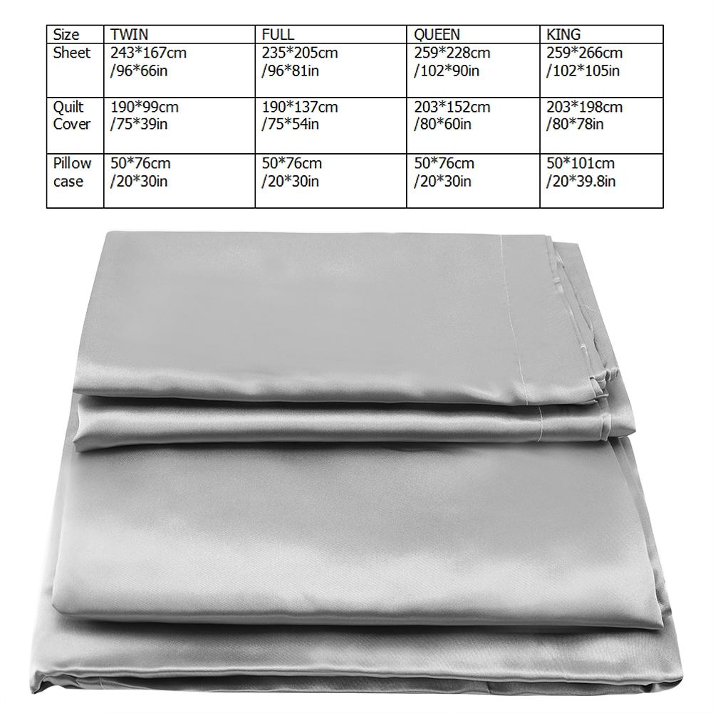 Einfarbiges Seidensatin Anti-Milben Spannbettlaken Matratzenschoner Bezug Bettwäsche-Set (KÖNIGIN )