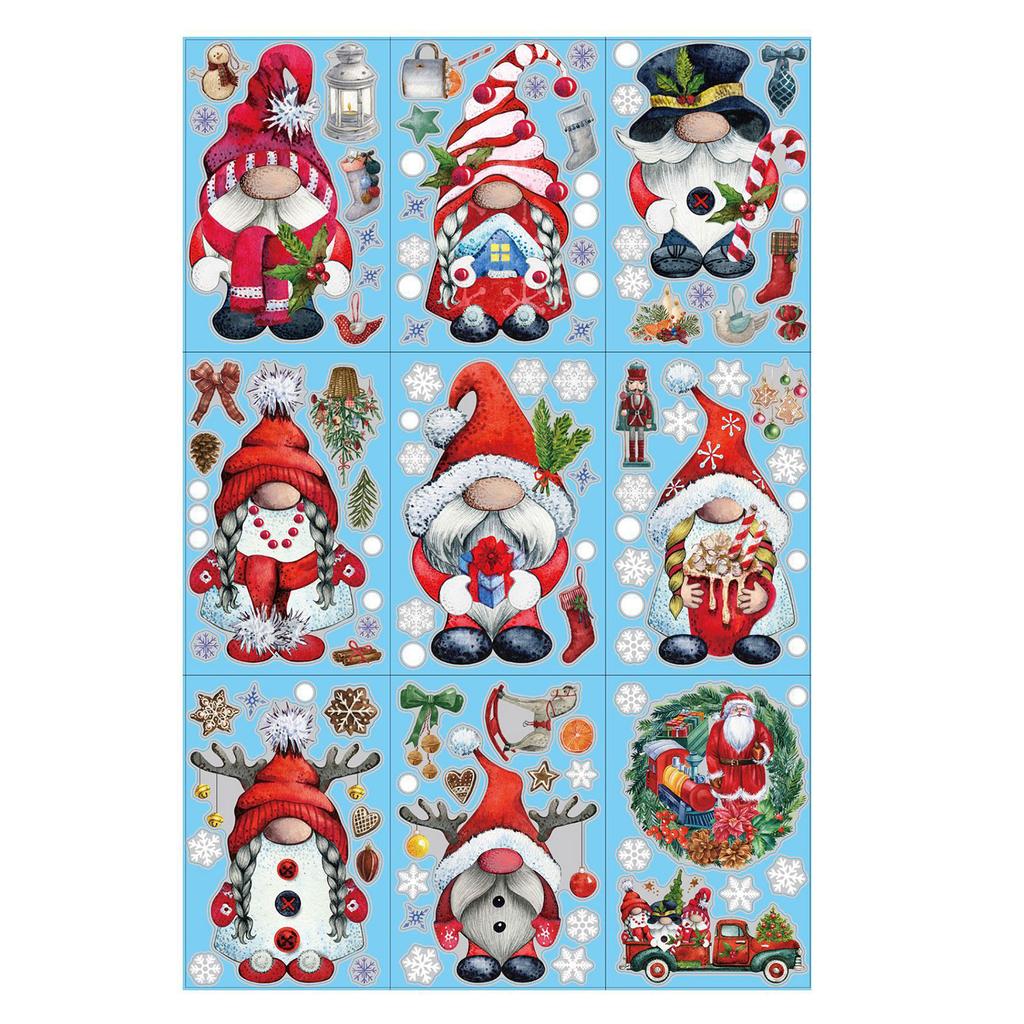 Xmas Window Clings 9 Sheets Christmas Window Decals Stickers Cute Christmas Window Decorations Xmas Santa Snowflake