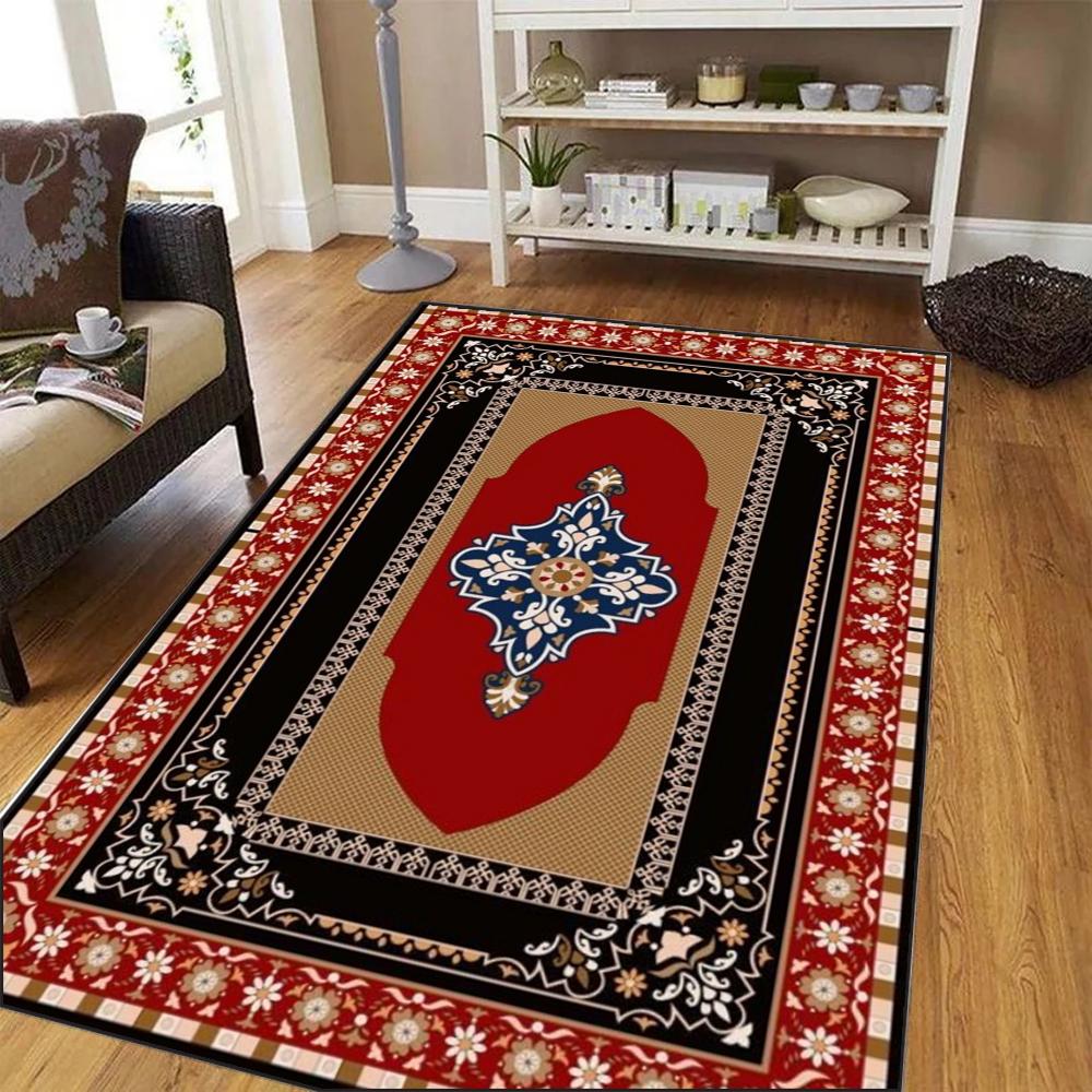 American Retro Living Room Decor Carpet Boho Bedside Rugs for Bedroom Large Area Non-Slip Mat Washable Lounge Rug Tapis