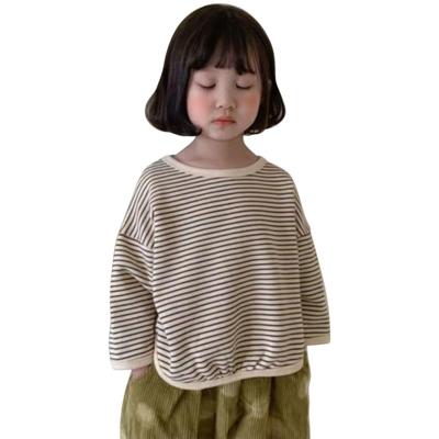 Kinder Sweatshirt Mädchen Langarm Gestreiftes Oberteil Lockeres T-Shirt