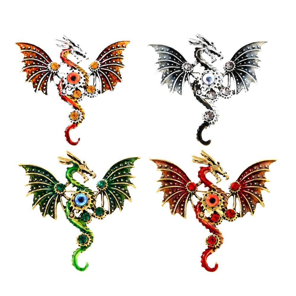Shiny Rhinestone Enamel Brooch Colorful Enamel Dragon Brooch Shiny Rhinestone Brooch  Daily Wear