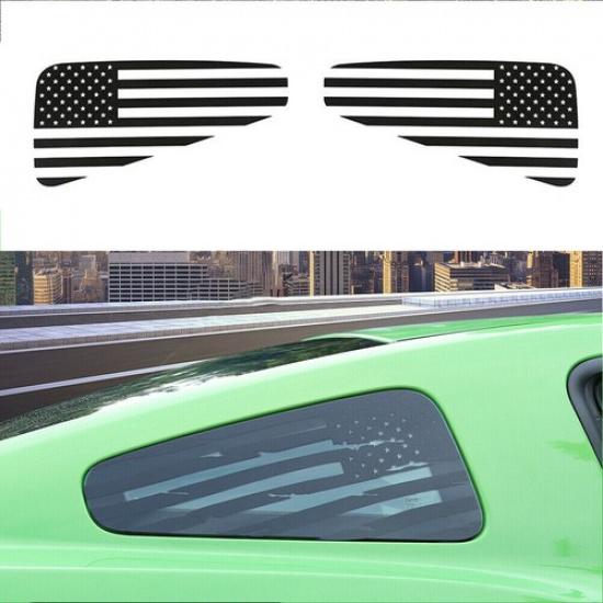 Rear Quarter Window Flag Sticker Trim Decal For Ford Mustang 2008-2014 Black
