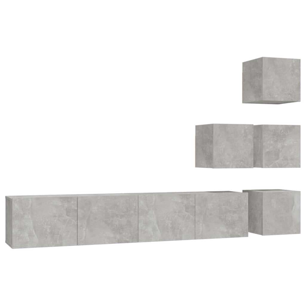 TV Wall Cabinet Concrete Grey Particleboard