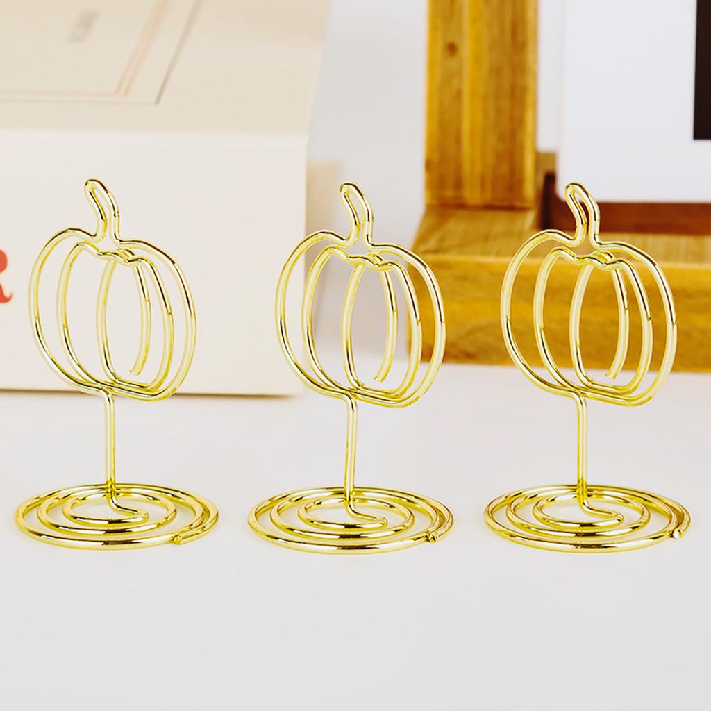 10Pcs Pumpkin Shape Metal Note Holder Table Number Stand Picture Holders For Thanksgiving Fall Harvest Party Decoration