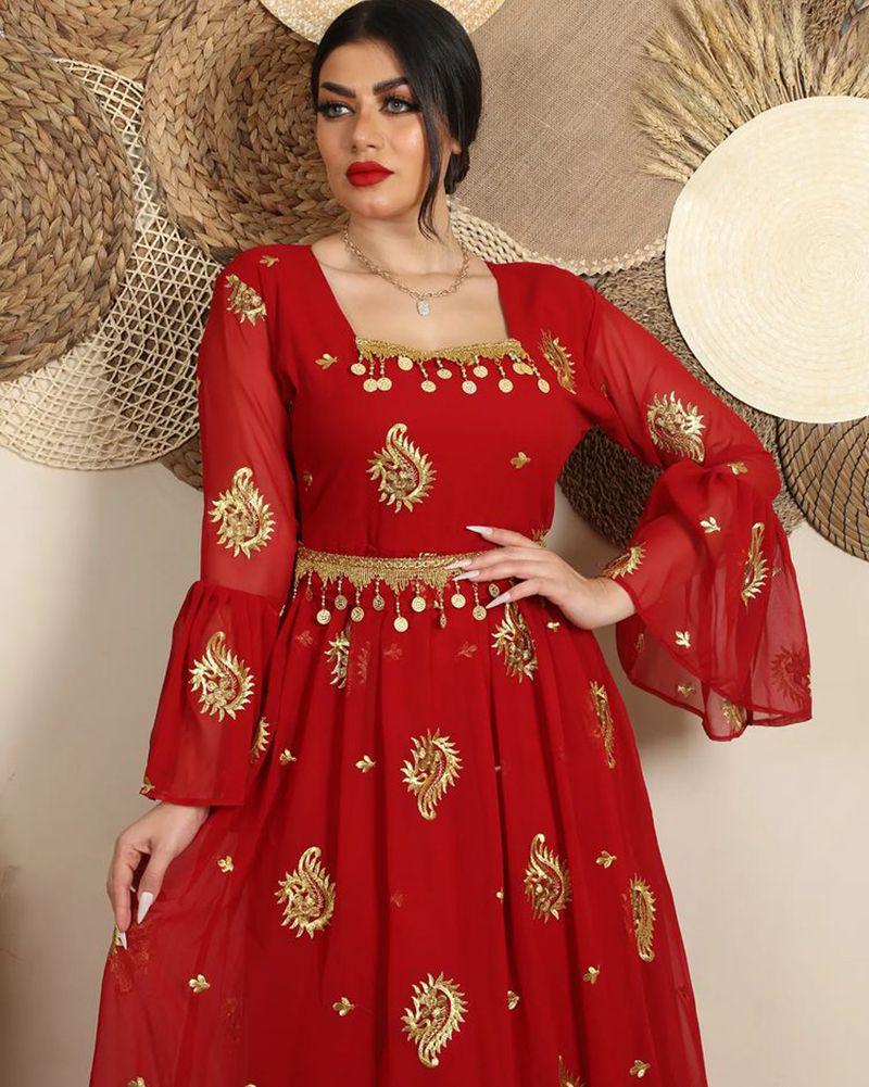 Spring/Summer 2022 Sexy Chiffon Embroidered Belt Dress for Women