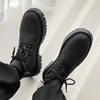 Martin Boots Men's British High Top Xuzi Spring Fleece Heightening Leather Boots Black Chelsea Boots 3305-J