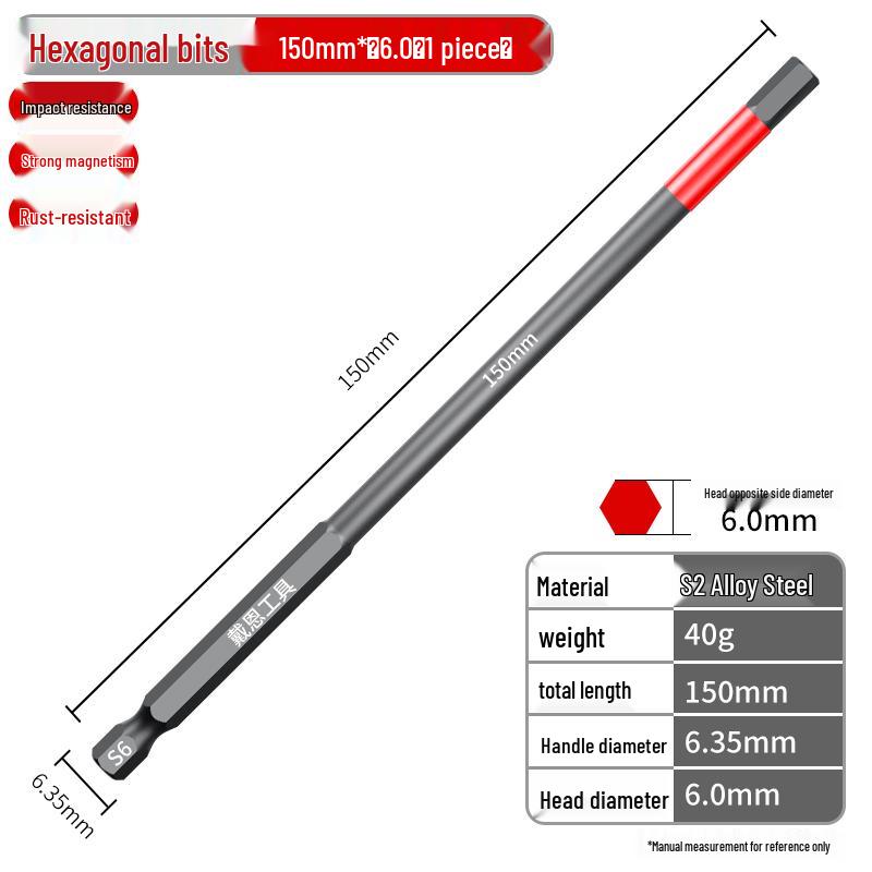 High-Strength S2 Magnetic Hex Socket Pneumatic Screwdriver Bit