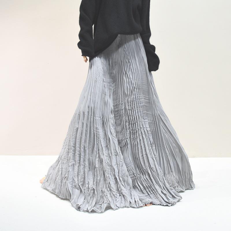 2025 Eleganter Chiffon-Midikleid mit 6 Meter breitem Saum für Damen, A-Linie, für Frühling/Sommer