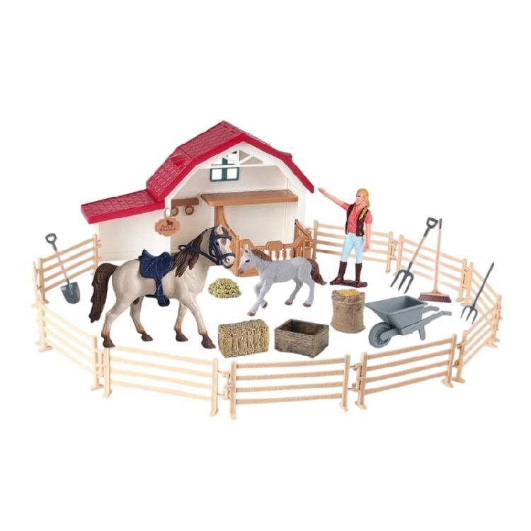Imaginative Horse Stable Pretend Play Set Detailed Animal Models Grooming Accessories For Kids Educational Development