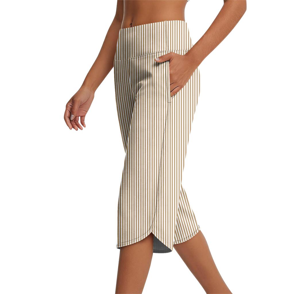 Damen High Waist Yoga-Hose mit Taschen, Gerade geschnittene Lässige Reisehose