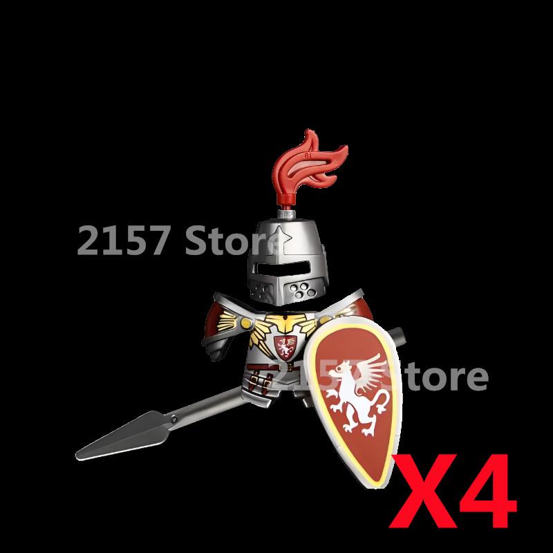 Medieval Castle Soldier Action Figures Building Block Dragon Anime Knight Accessory Warhorse Militia Helmet Shield Toy Gift S015