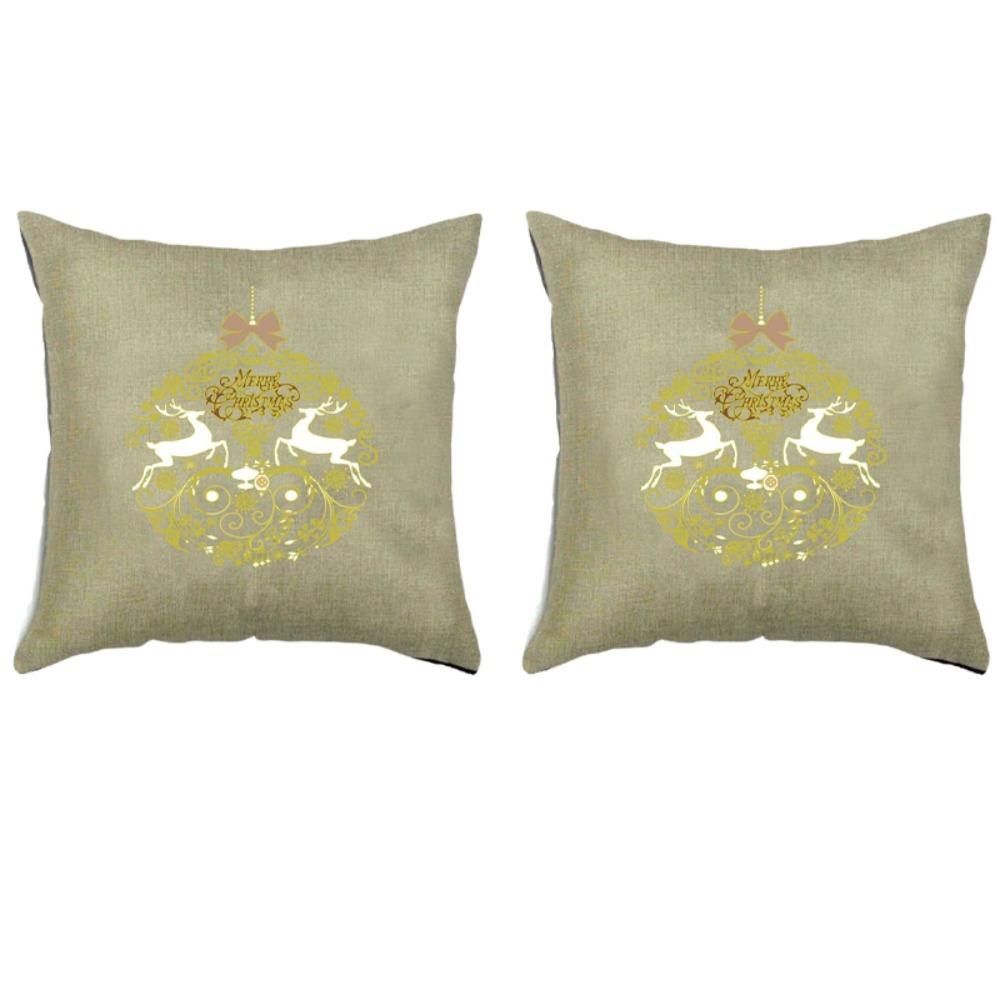 

2Pcs Microfiber Merry Christmas Cushion Cover 45x45cm Xmas Throw Pillow Case Pillow Style 2