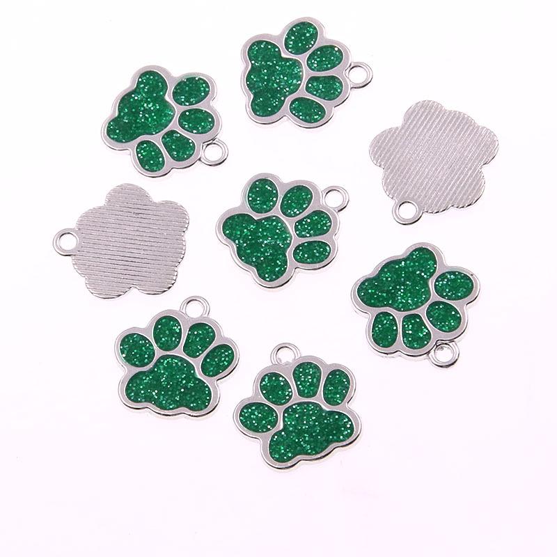 Glitter Drip Oil Cat & Dog Paw Pendant Necklace - 2 Styles, 6 Colors, 16x17mm