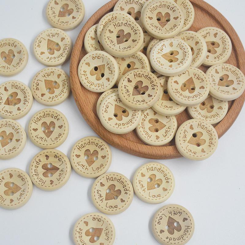 DIY Wood Buttons Sewing Accessories Wooden Craft Supplies Clothing Material Decoration Child Clothing 50 PCS 2 Hole Wood Button