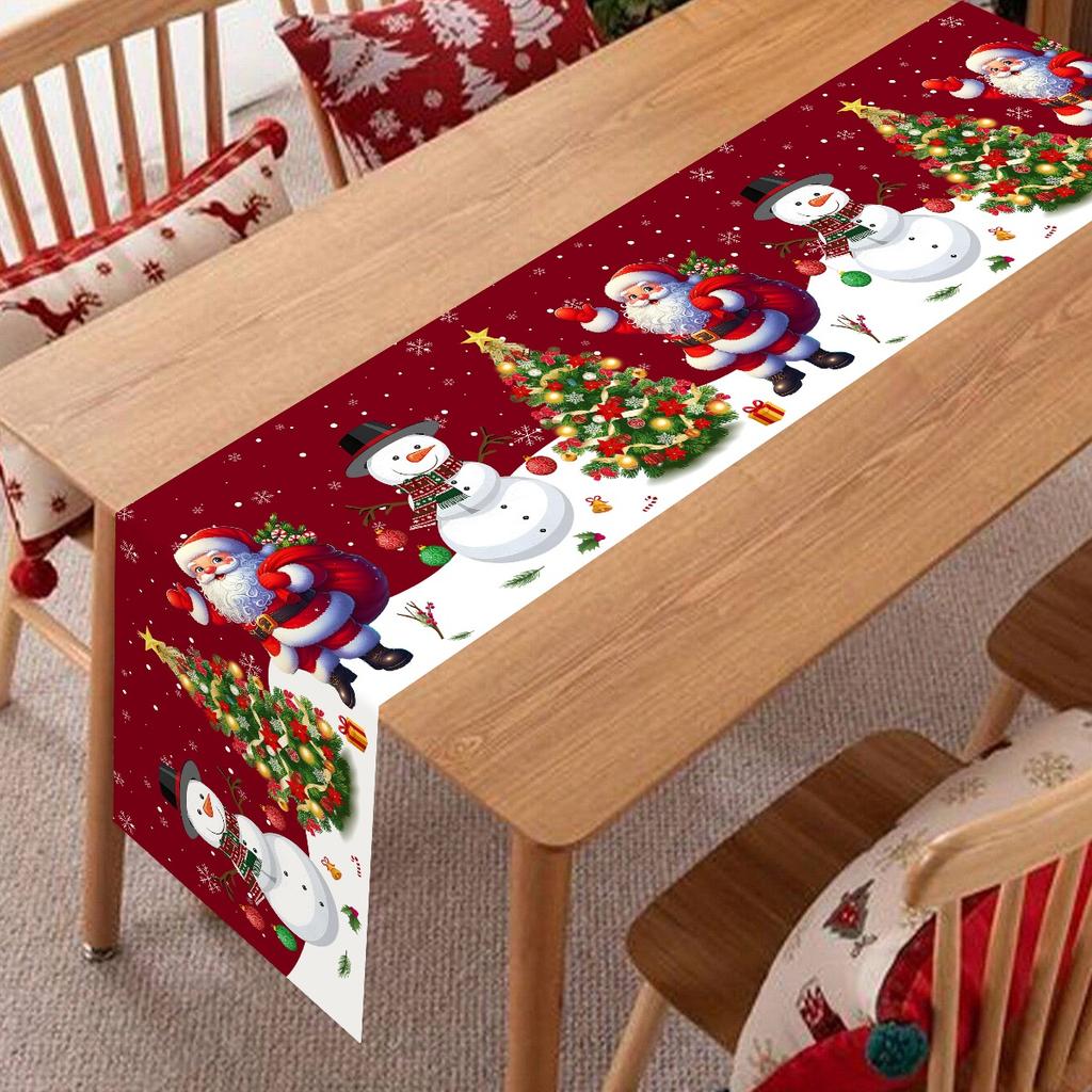 Christmas Santa Snowman Table Runner Christmas Decorations for Home 2026 Xmas Party Table Decor Navidad Noel New Year Tablecloth