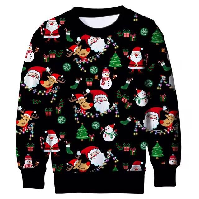 Autumn and Winter Men's Christmas 3D Printed Crew Neck Fashionable Versatile and Comfortable Hoodies & Sweatshirts (men’s)