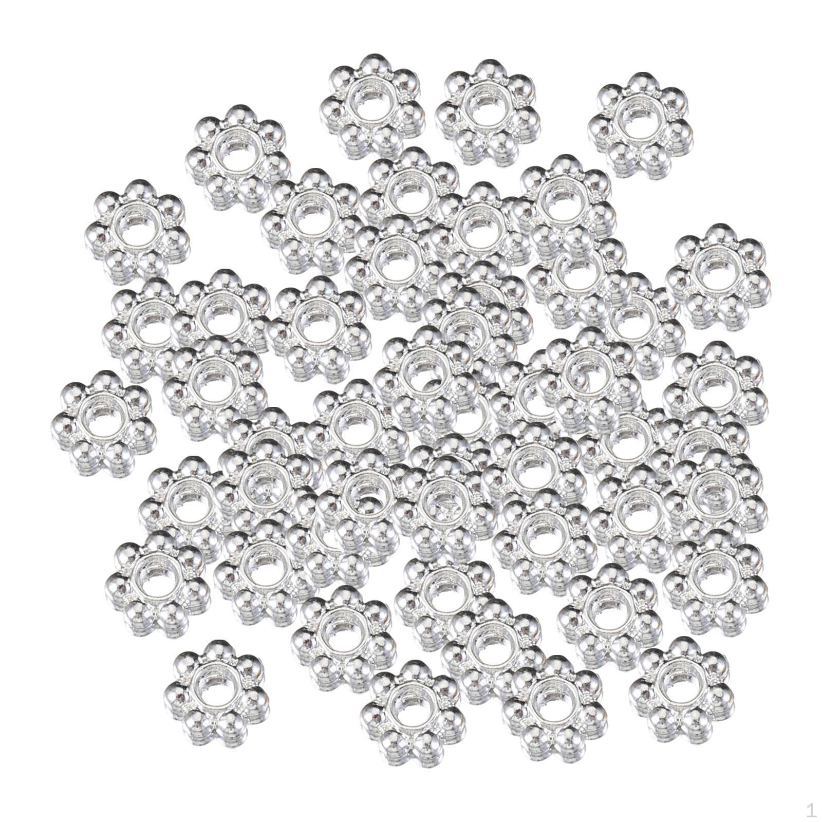 

100 шт. 6 мм бусины-прокладки для ювелирных изделий, бусины-проставки, подвески в виде цветов для браслета «сделай сам» Silver