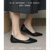 Black Single Shoes Women's Low Heel Versatile 2025 New Soft Leather Work Shoes Flat Shoes Women's Shallow Mouth Pointed Head