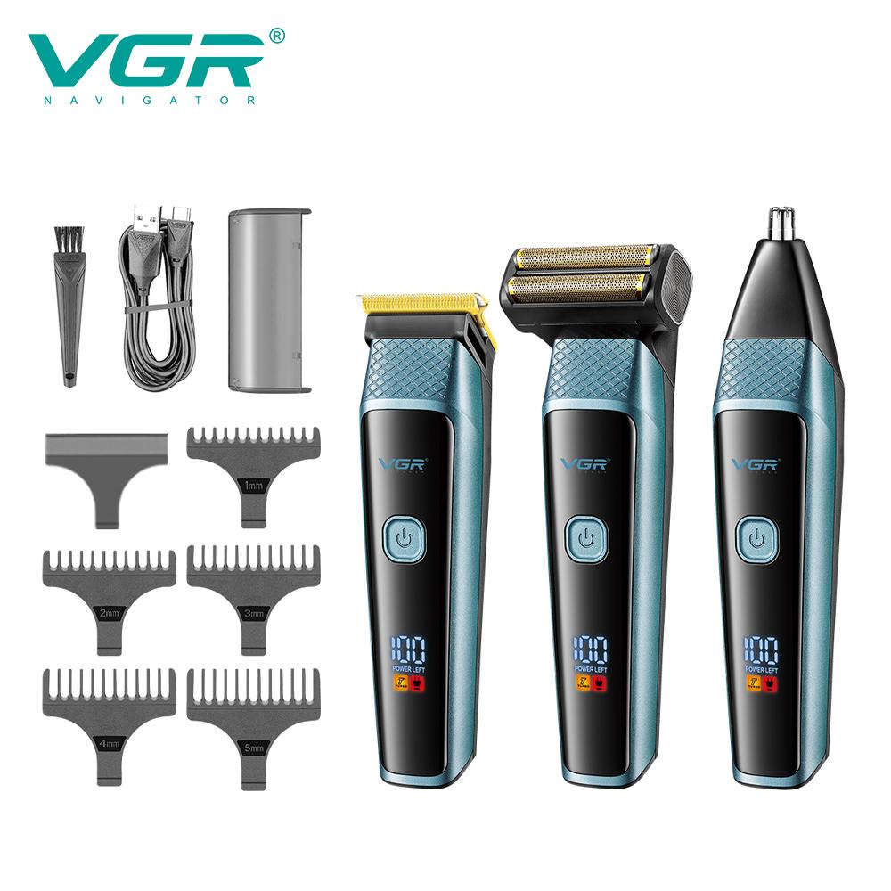 

New VGR 3-in-1 Hair Trimming Set Electric Hair Clipper Nose Hair Trimmer Men s Shaver Cleaning and Hair Removal Machine Safe and Skin-friendly V-366 синий