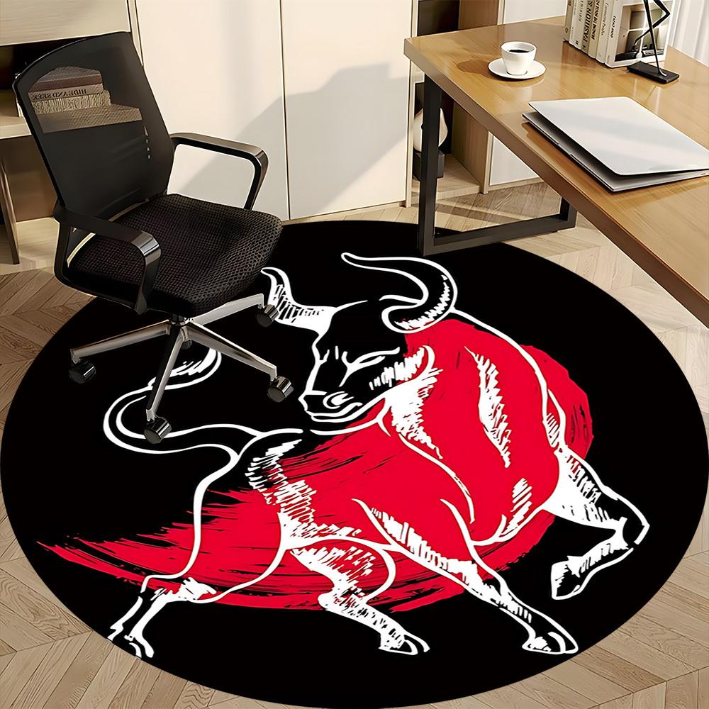 1pc Bull Symbol Chair Carpet for Office, Indoor Non-Slip Polyester Fiber Carpet,  Machine Washable, Durable Construction yy251205113