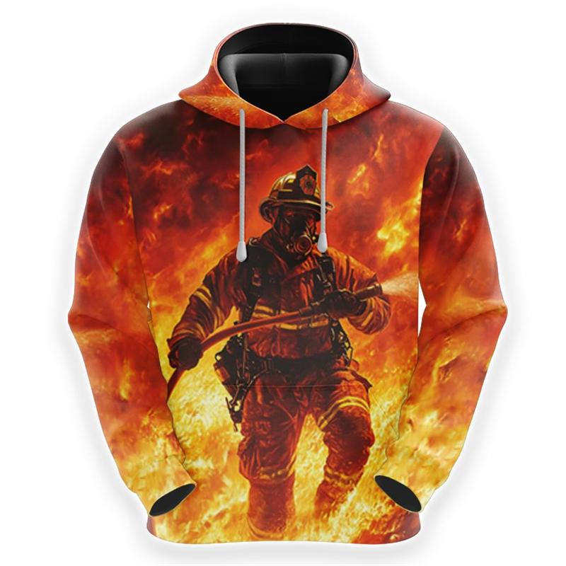 Fashion Firefighter Hero Profession Graphic Sweatshirts Fashion Male Pullovers Streetwear Fireman Work Sweatshirts Harajuku Tops