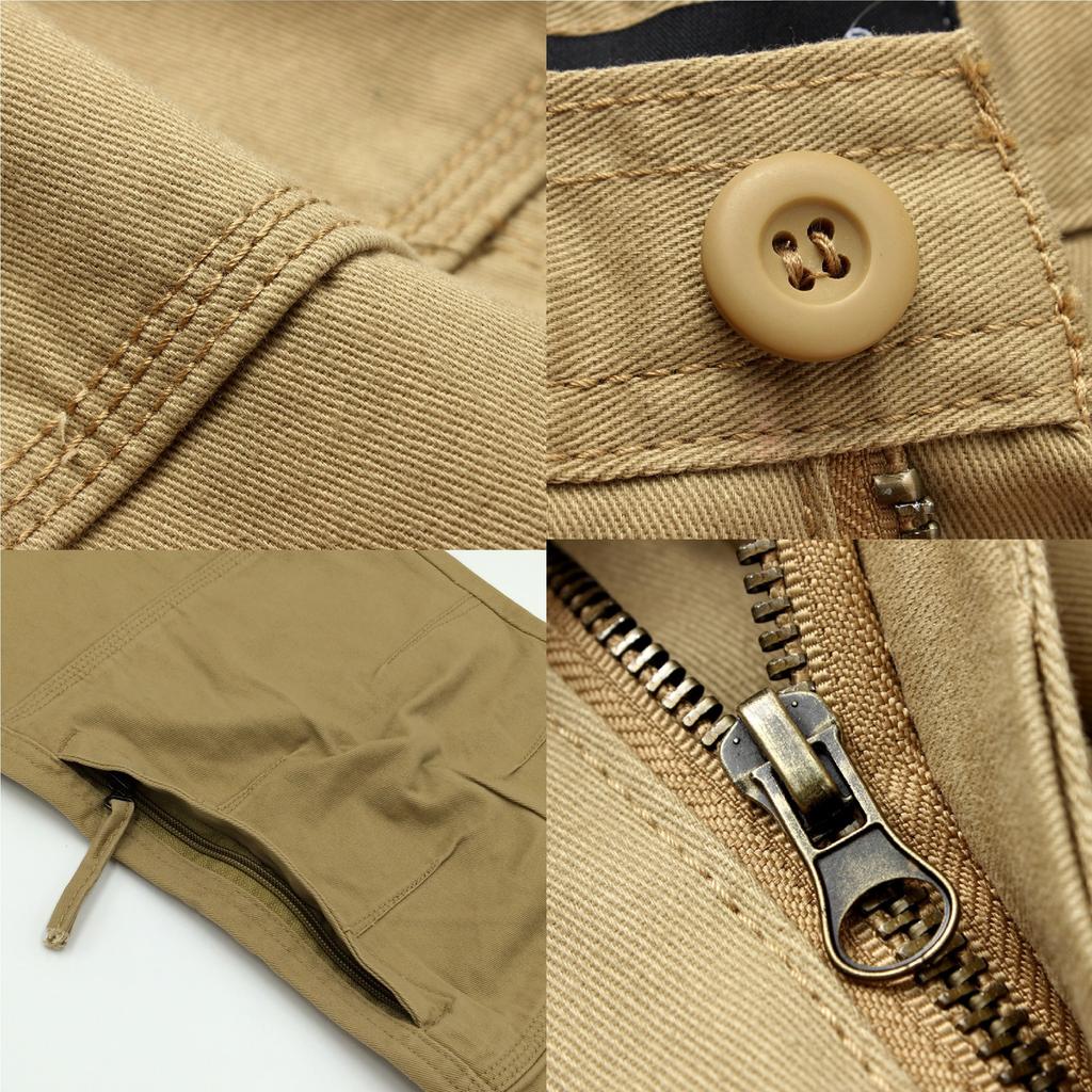 DauStage Military Cargo Pants with Side Zipper Available in 3 Colors and 6 Perfect for and Casual Use Size 38 Pockets, Sizes, Tactical, Work, (Khaki,