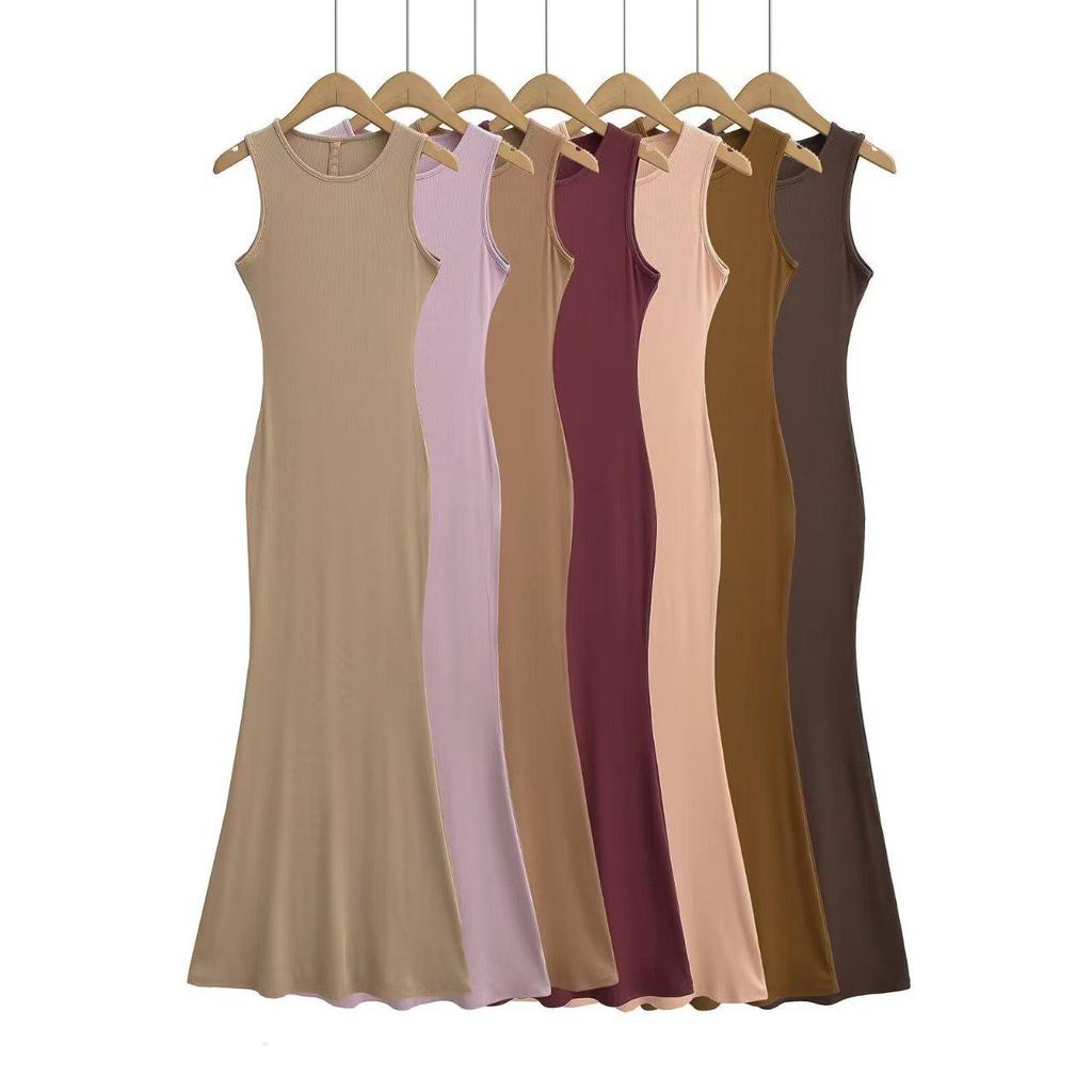 2025 European Sleeveless Slim-Fit Waist-Cinching Mermaid Skirt