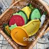 4pcs Ceramic Snack Plates , Cute Cartoon Fruit Design ,Orange Slice, Avocado, Strawberry, Corn, for Desserts, Dips, Sushi , Seasonings