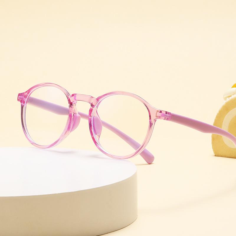 7338 New Anti-Blue Light Children'S Fashion Frame Flat Glasses 2025 Silicone Nose Pad Pc Frame Boys And Girls Glasses