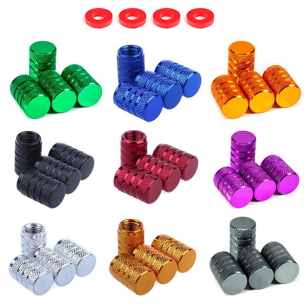 4Pcs Knurling Style Tire Valve Cap Aluminum Silver Car Tire Valve Stems Cap Tire Wheel Stem Air Valve Cap Valve Stems 1
