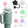 4/7Pcs Flower Silicone Straw Covers Dust-Proof Cap for 20-40 Oz Tumbler Food-Grade Reusable Straw Topper Dust-free Straw Accessory