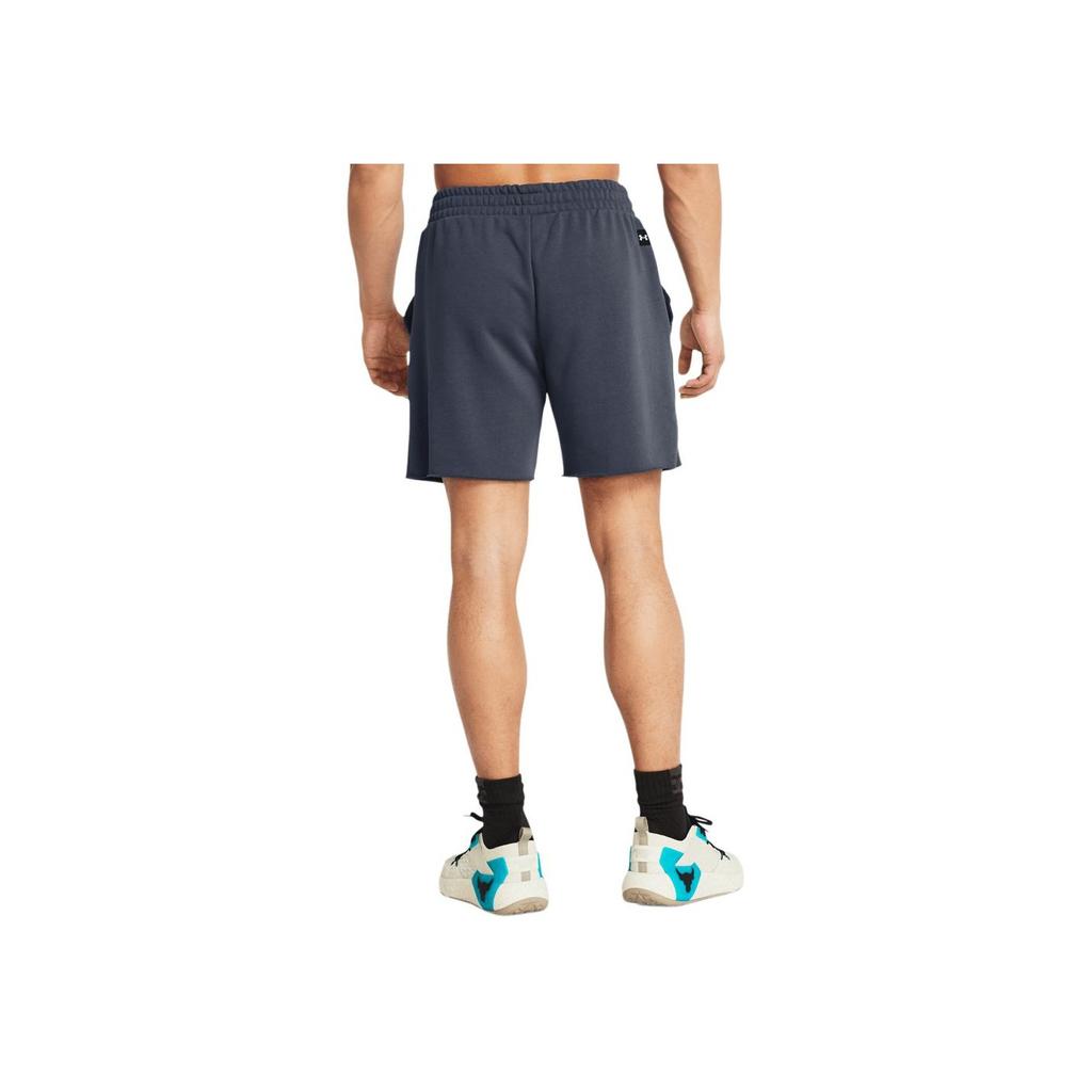 Under Armour UA Project Rock Solid Color Loose Mid Waist Drawstring Sports Shorts Men shorts Gray 1383186-044