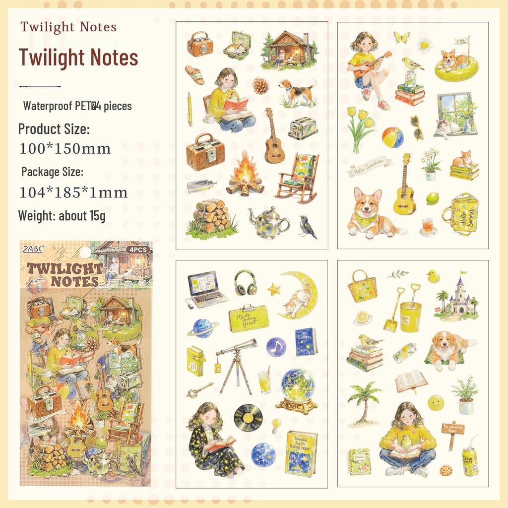 Yue Zhen Waterproof Character Stickers for Journals and Kids - PET Material
