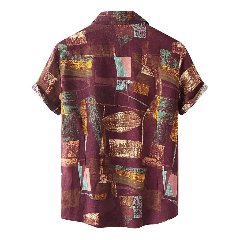 Men's Fashion Casual Print Hawaii Vacation Short-sleeved Shirt
